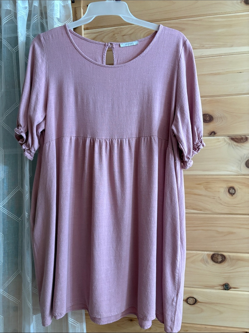 Pink Short-Sleeve Babydoll Dress